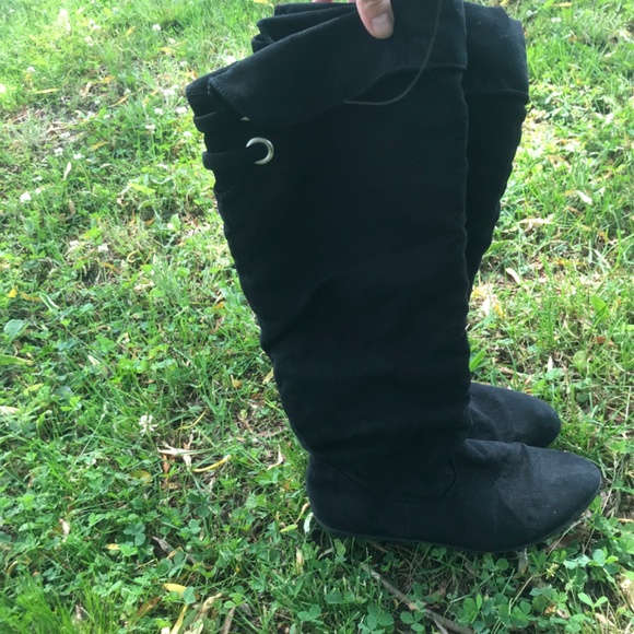 🍂5/20$!! Tall Black Boots With Cuff Detail - Picture 5 of 12